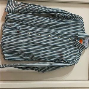 Blue long sleeve pinstripe button down